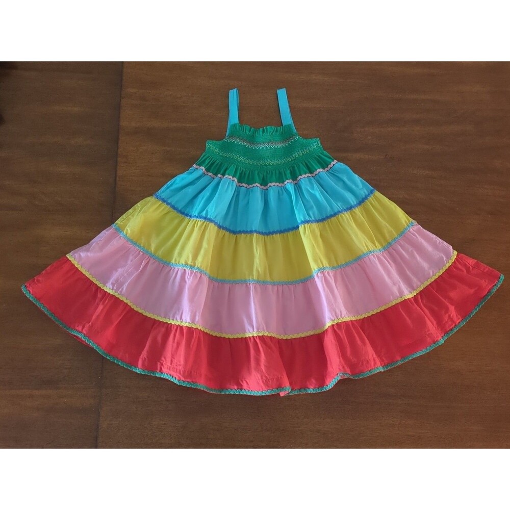 Mini Boden Girls Smocked tiered sun dress size 7/8 EUC